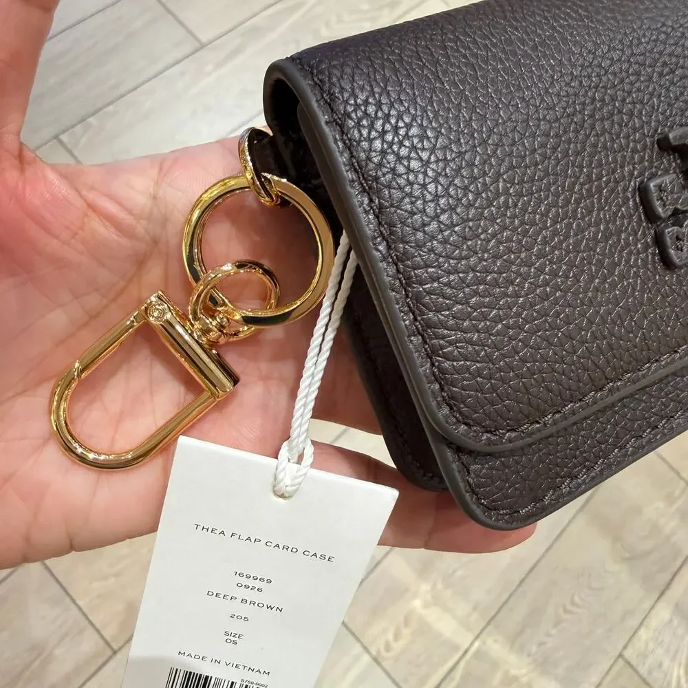 New‼️Tory Burch Thea Flap Card Case 169969 Deep Brown $150